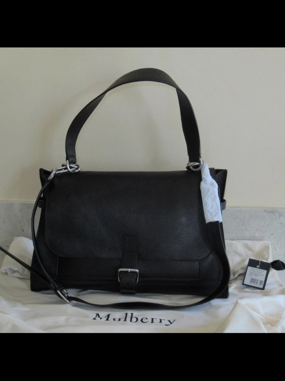 Mulberry Black Pebbled Leather Shoulder Bag